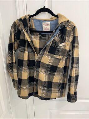 Levi's Tan and Black Plaid Hooded Flannel Jacket